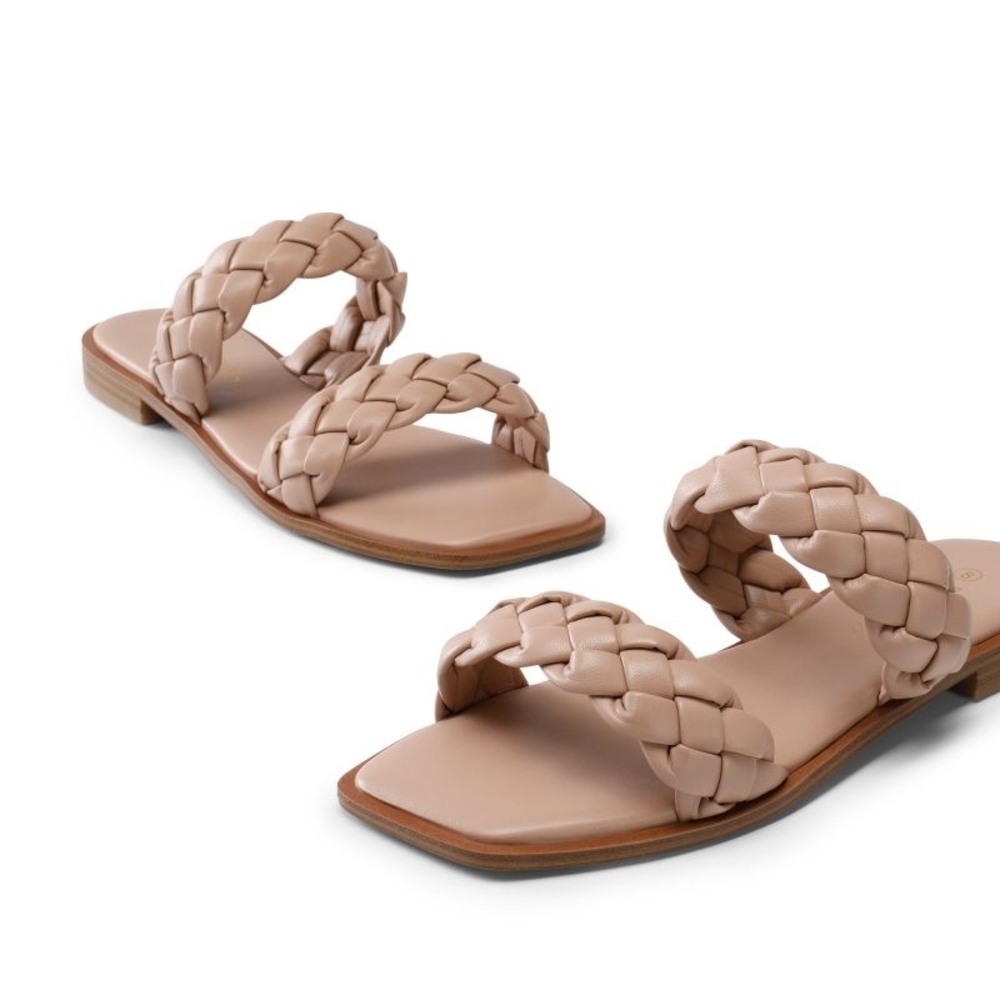 NEW DREAM PAIRS Womens 10 - Two Straps Square Toe Braided Flat Sandals - Picture 5 of 11